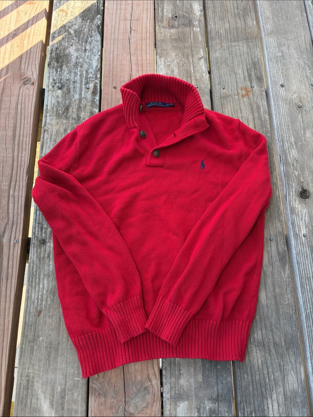 Polo by Ralph Lauren Red Turtleneck Shawl-Collar Sweater